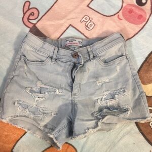 Abercrombie & Fitch Light Wash Distressed Denim Shorts